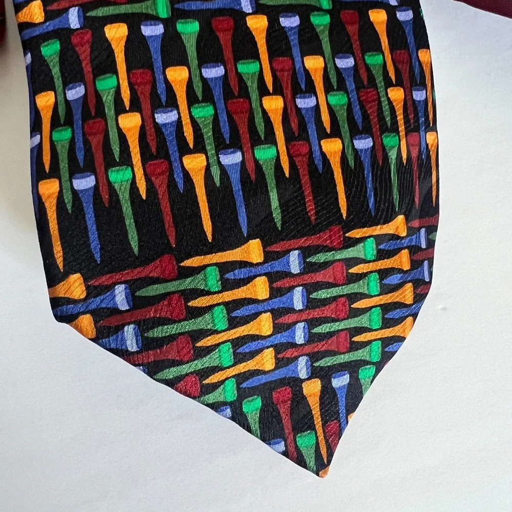 Lot of 3 Mens Golf Themed 100% Silk Ties Neckties Made in USA Novelty Print‎